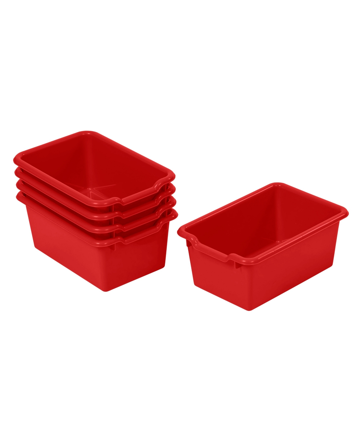 Scoop Front Storage Bin, Multipurpose Organization,5-Piece - Red