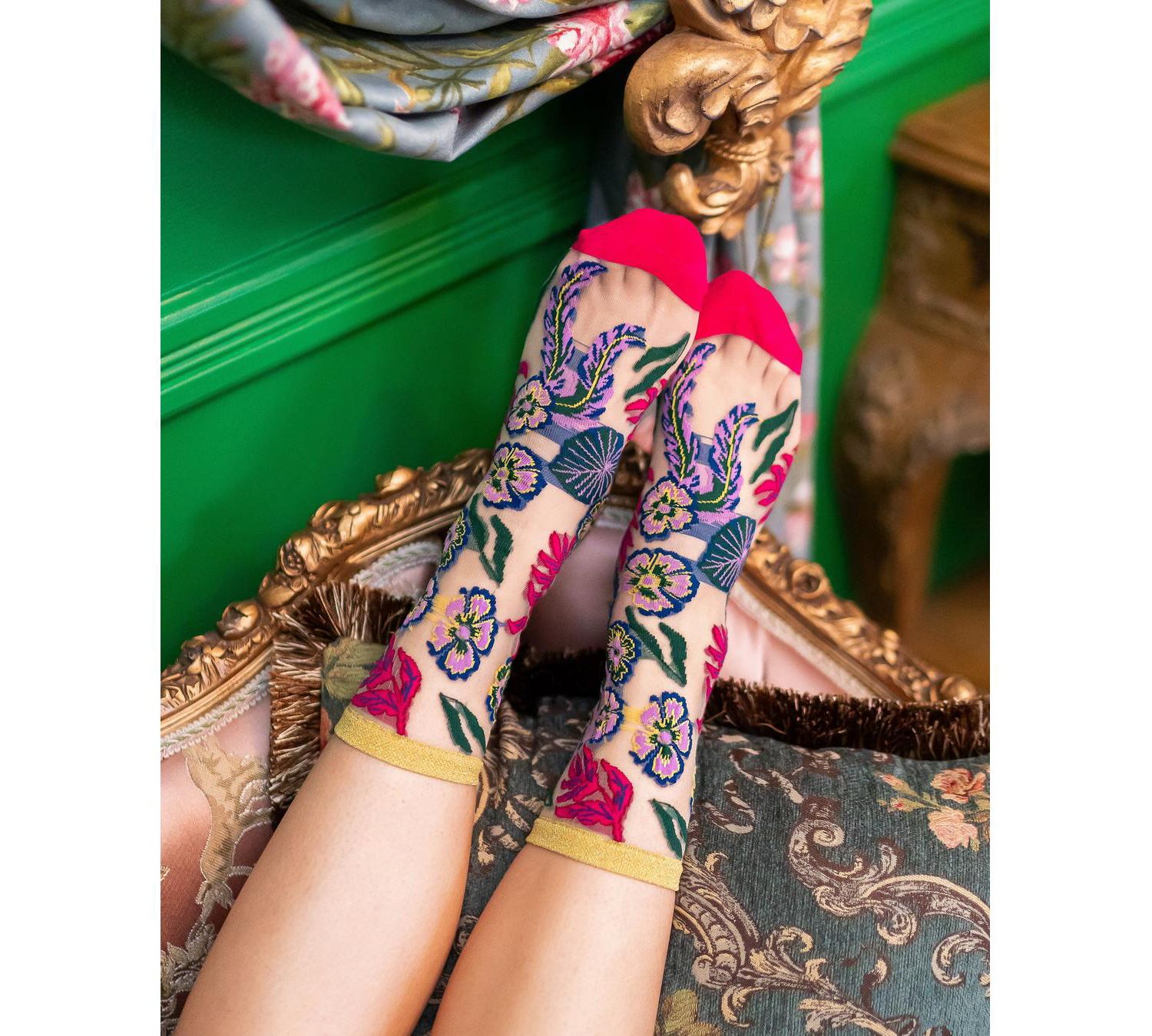 Women's Festive Floral Sheer Sock
