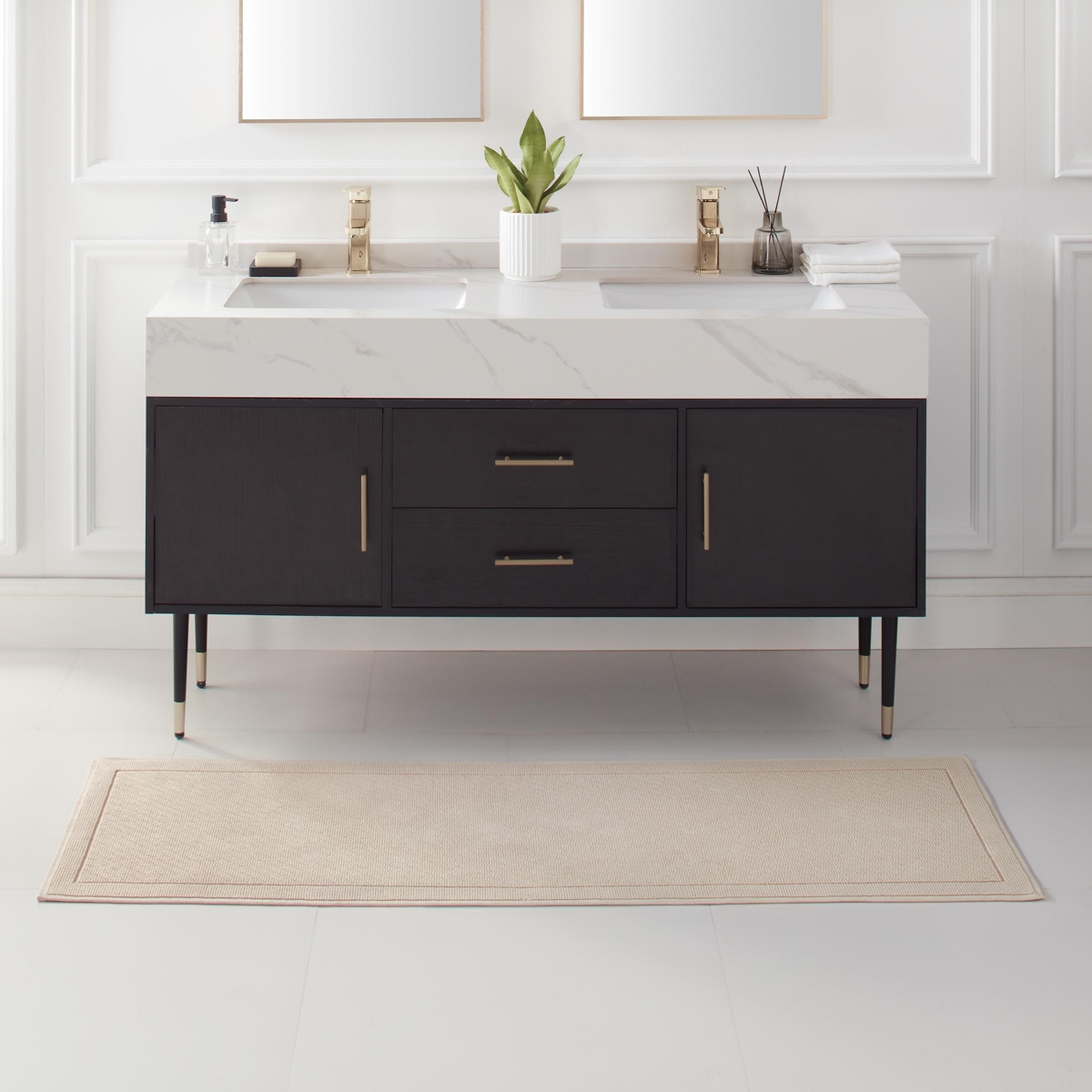 Host & Home Cotton Bath Rug, Stylish Textured Woven Design, Slip Resistant Backing, 5 Color Options