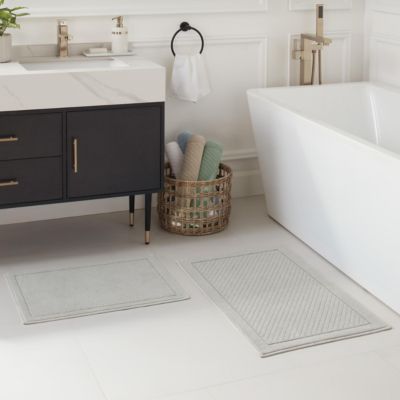 Host & Home Cotton Bath Rug, Stylish Textured Woven Design, Slip Resistant Backing, 5 Color Options, 2-Piece Set - 17x24 & 20x32