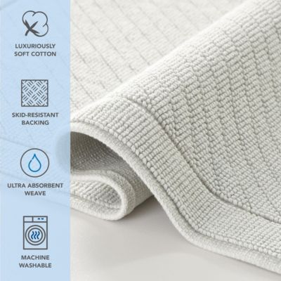 Host & Home Cotton Bath Rug, Stylish Textured Woven Design, Slip Resistant Backing, 5 Color Options, 2-Piece Set - 17x24 & 20x32