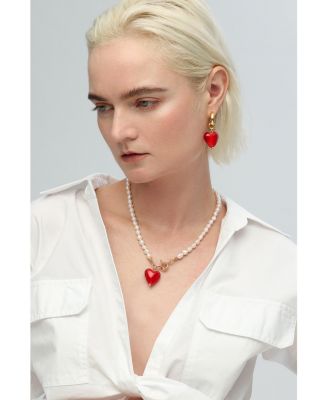 Esmee Murano Glass Heart Drop Hoop Earrings