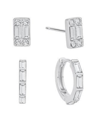 Crystal Stud And Hoop Earring Set