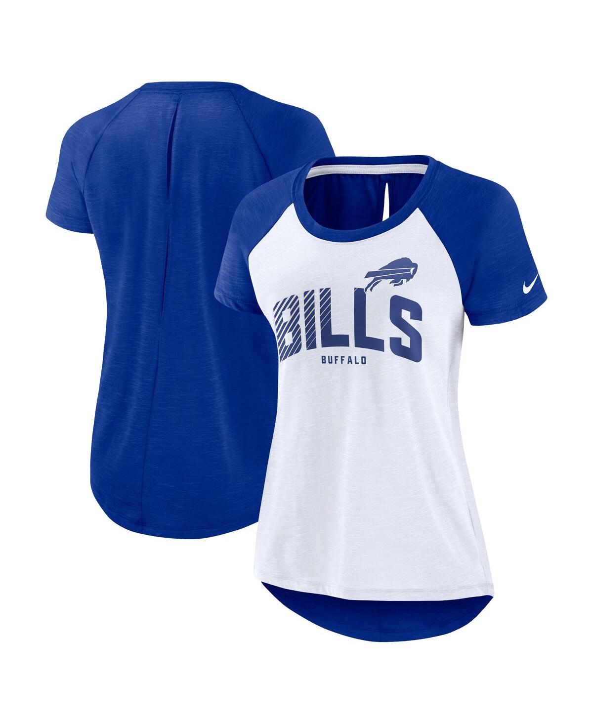 Shop Nike Women's  White, Heather Scarlet Buffalo Bills Back Slit Lightweight Fashion T-shirt In White,heather Scarlet