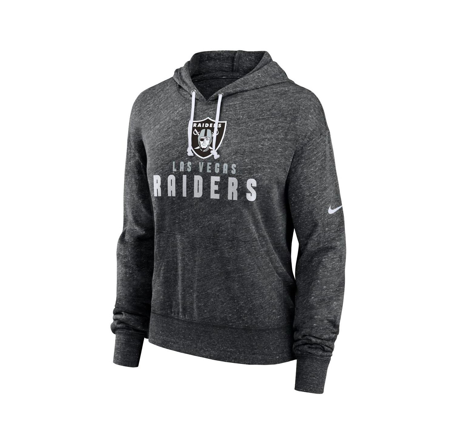Women's Black Distressed Las Vegas Raiders Gym Vintage-Like Lightweight Hooded Top