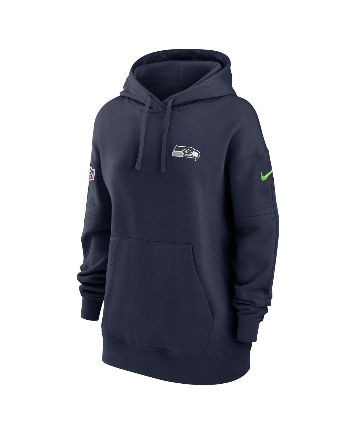 Women's Nike CollegeSeattle Seahawks 2023 Sideline Club Fleece Pullover Hoodie - Navy