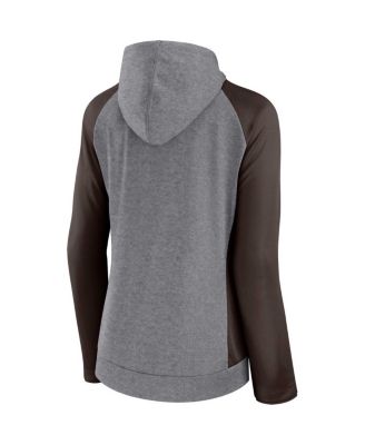 Women's Heather Gray, College Brown Cleveland Browns Blind Side Lightweight Full-Zip Hoodie