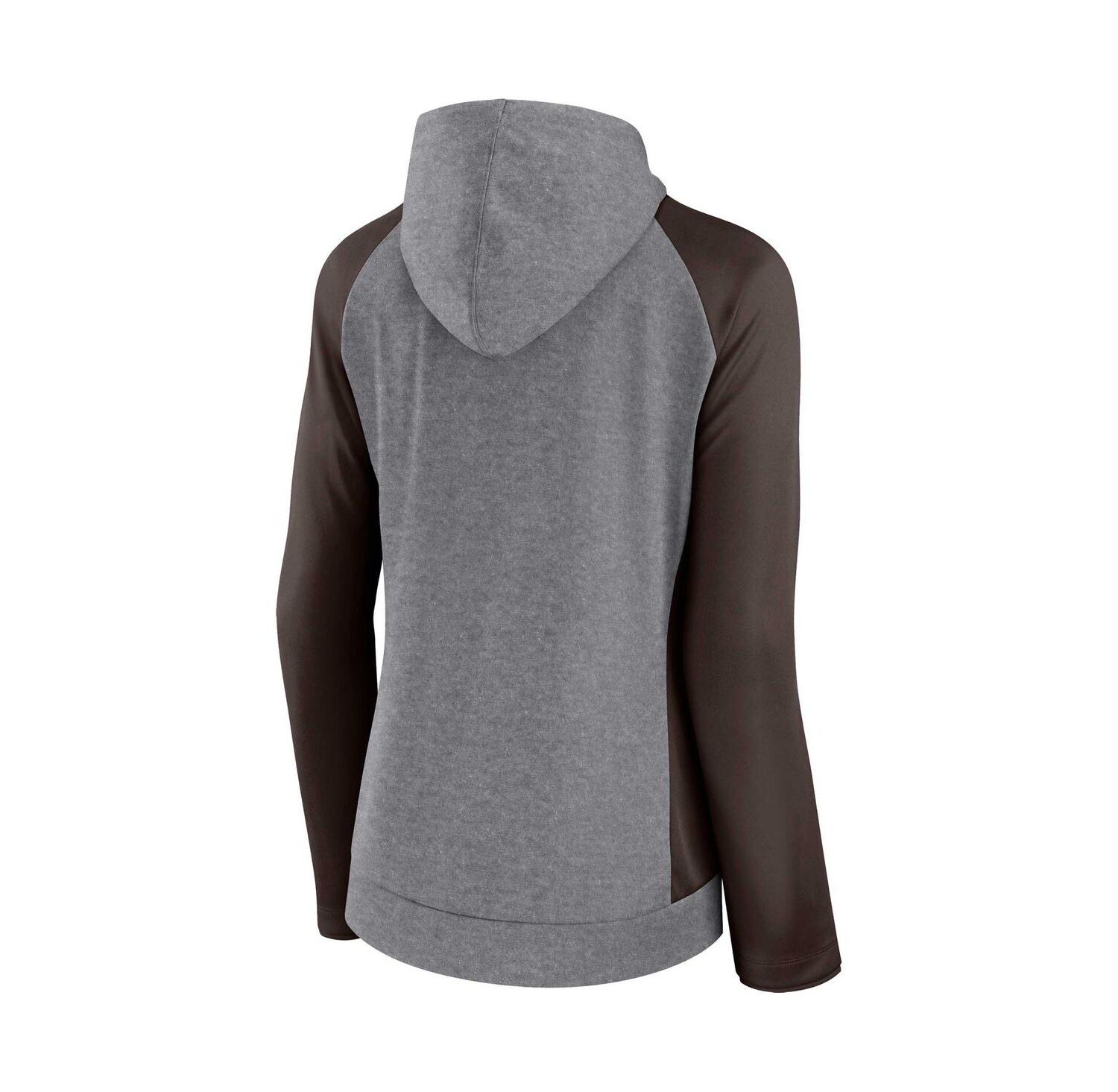Women's Heather Gray, College Brown Cleveland Browns Blind Side Lightweight Full-Zip Hoodie