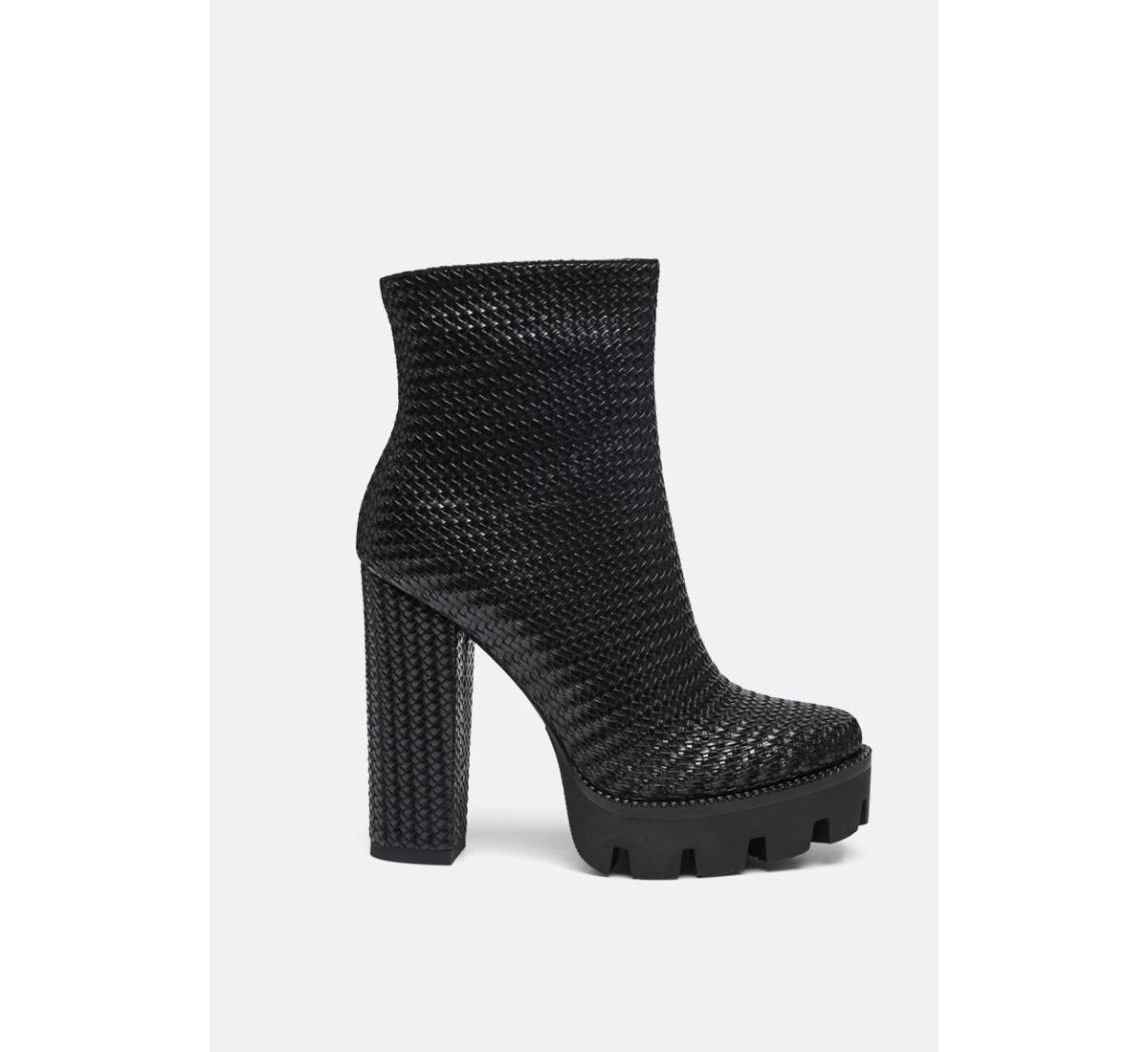LONDON RAG MOLESKI TEXTURED BLOCK HEELED BOOTS