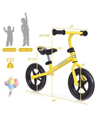 Kids Balance Bike No Pedal Training Bicycle w/ Adjustable Handlebar and Seat