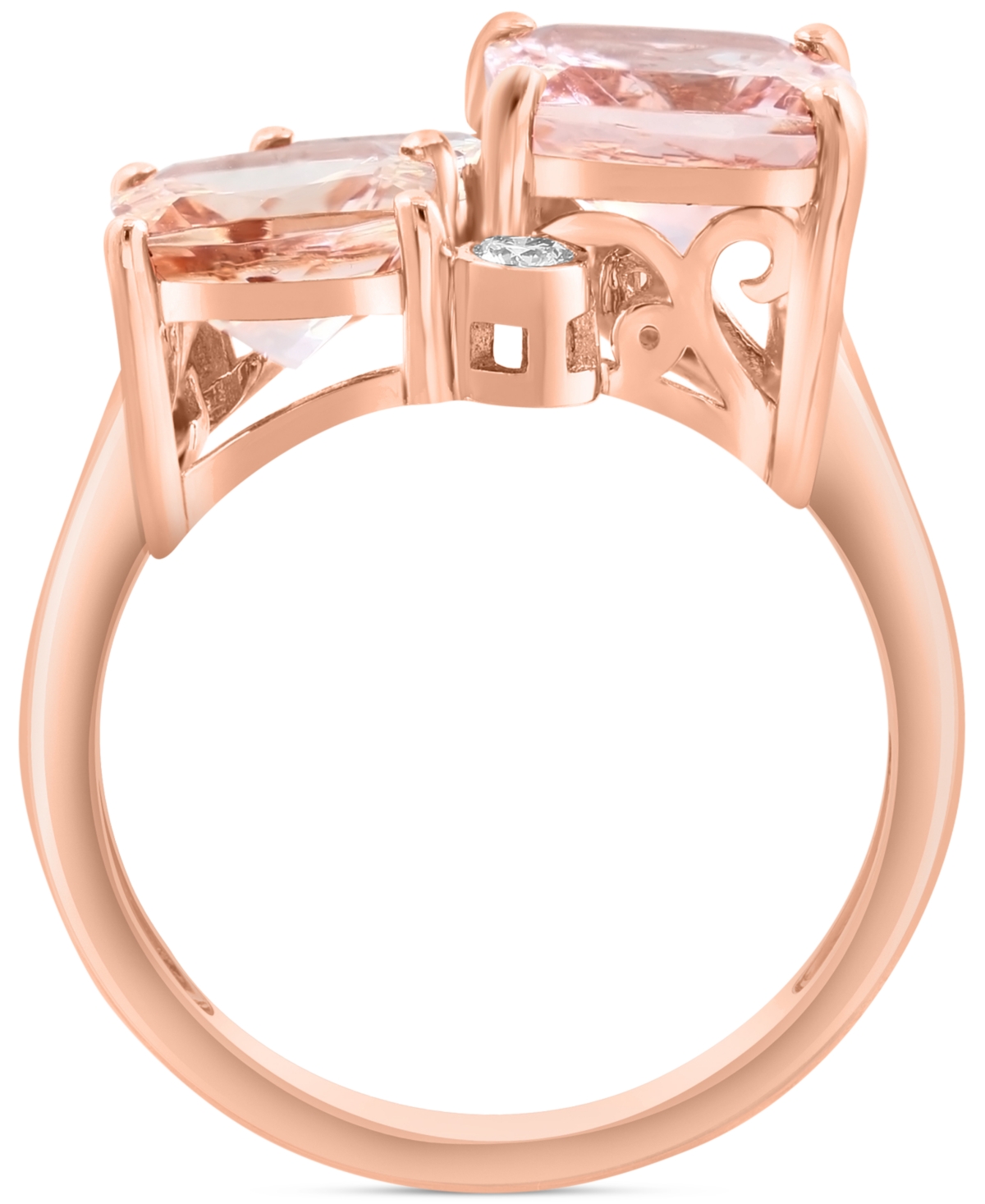 Effy Morganite (4 ct. t.w.) & Diamond (1/8 ct. t.w.) Trio Ring in 14k- Rose Gold