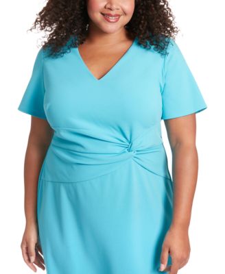 Plus Size Twist-Front Flounce-Hem Dress