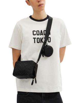 Men's Charter Crossbody in Blackout Signature Leather with Metal Chain