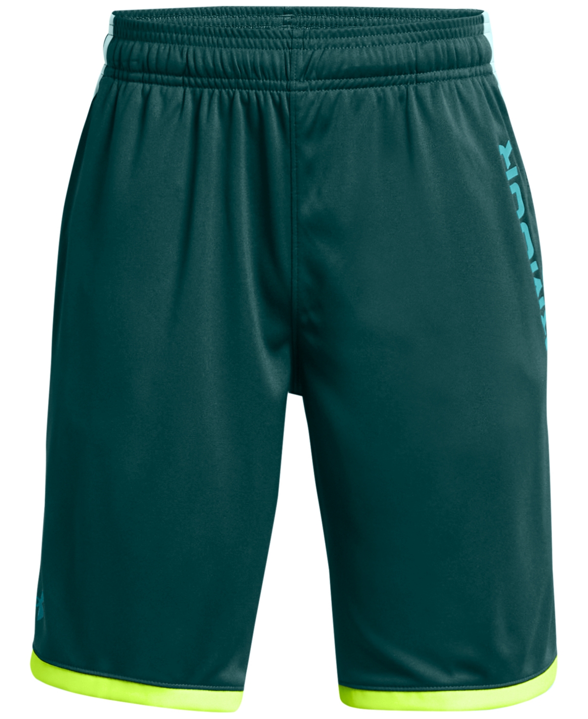 Under Armour Kids' Big Boys Stunt 3.0 Printed Shorts In Hydro Teal,high-vis Yellow,circuit T