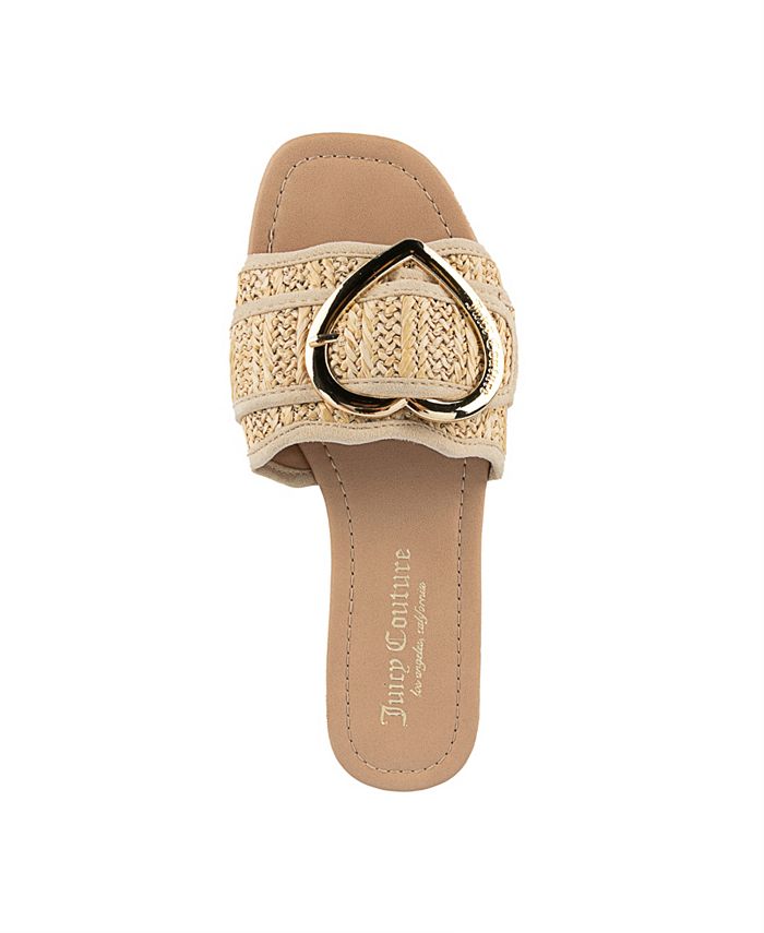 Juicy Couture Women's Zapphire Heart Buckle Slide Flat Sandals - Macy's