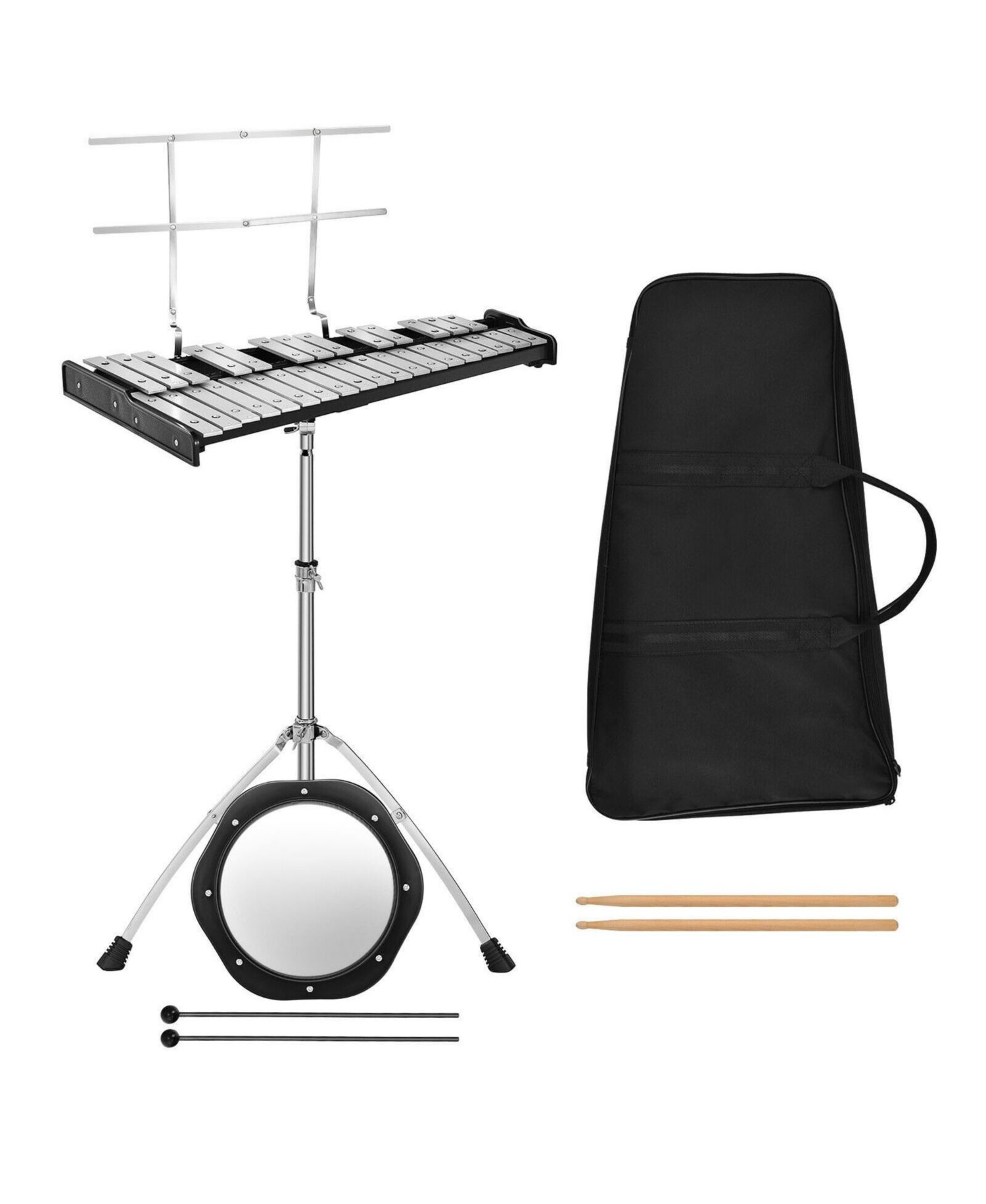 32-Note Glockenspiel Xylophone Percussion Bell Kit with Adjustable Stand