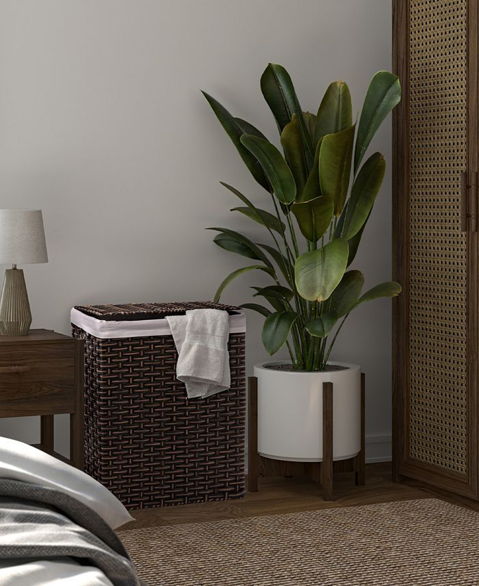 Seville Classics Foldable Rectangular Laundry Hamper with Lid & Canvas