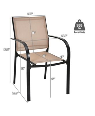Set of 2 Patio Stackable Dining Chairs with Armrests Garden Deck