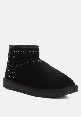 Womens winifred rhinestone embellished fur lined boots