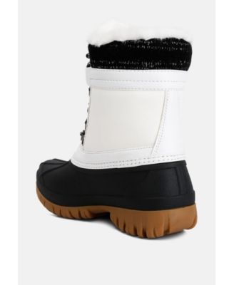 Womens capucine fur collar contrasting lug sole boots