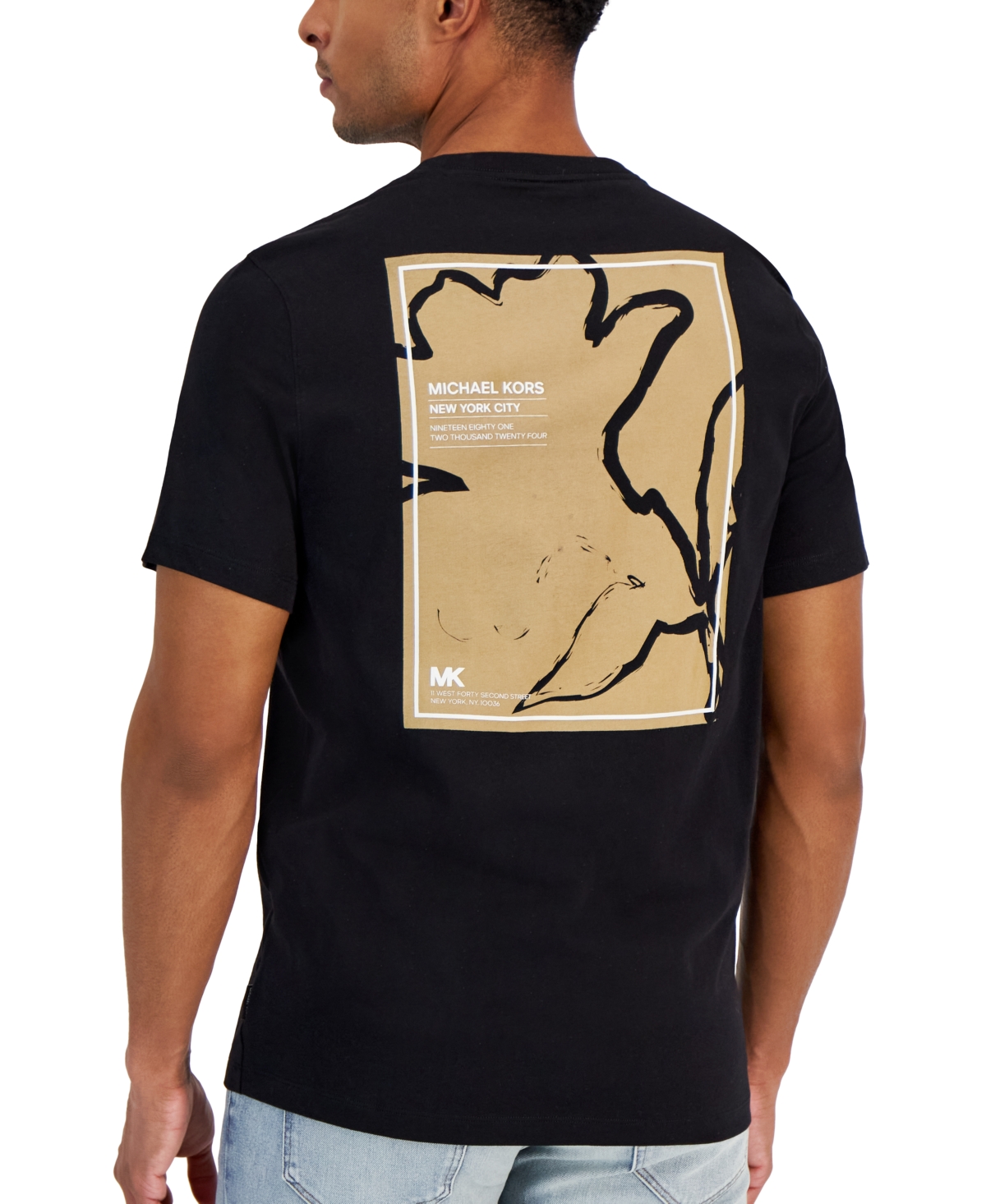 Shop Michael Kors Men's Short Sleeve Floral Graphic T-shirt In Black
