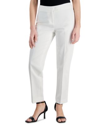 Anne Klein - Petite Mid Rise Extended Tab Straight-Leg Pants