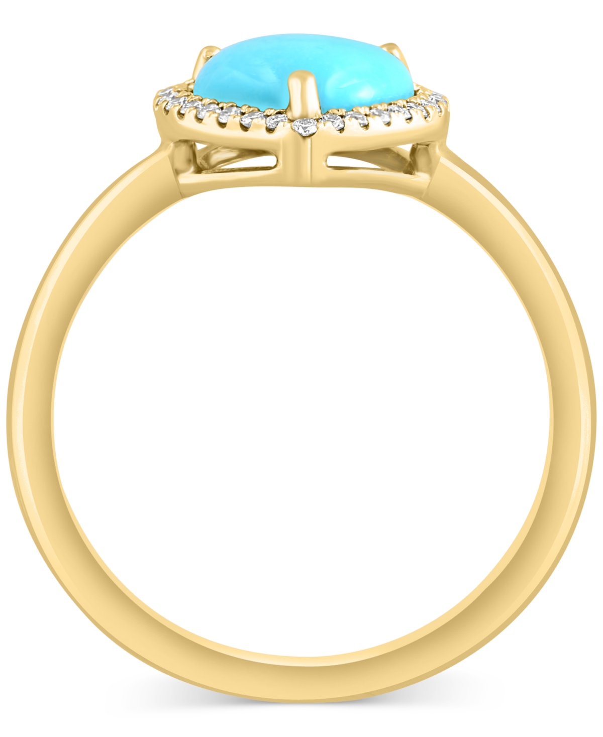 Shop Effy Collection Effy Turquoise & Diamond (1/10 Ct. T.w.) Heart Halo Ring In 14k Gold In Yellow Gold