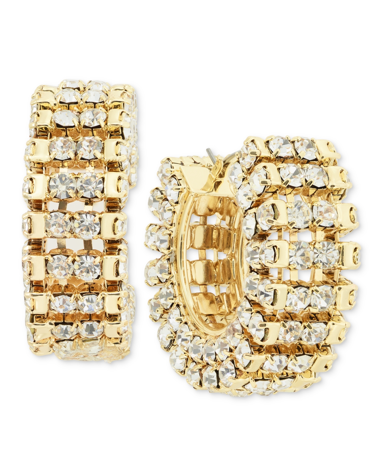 Shop Inc International Concepts Multi Row Crystal Huggie Hoop Earrings, Created For Macy's In Gold