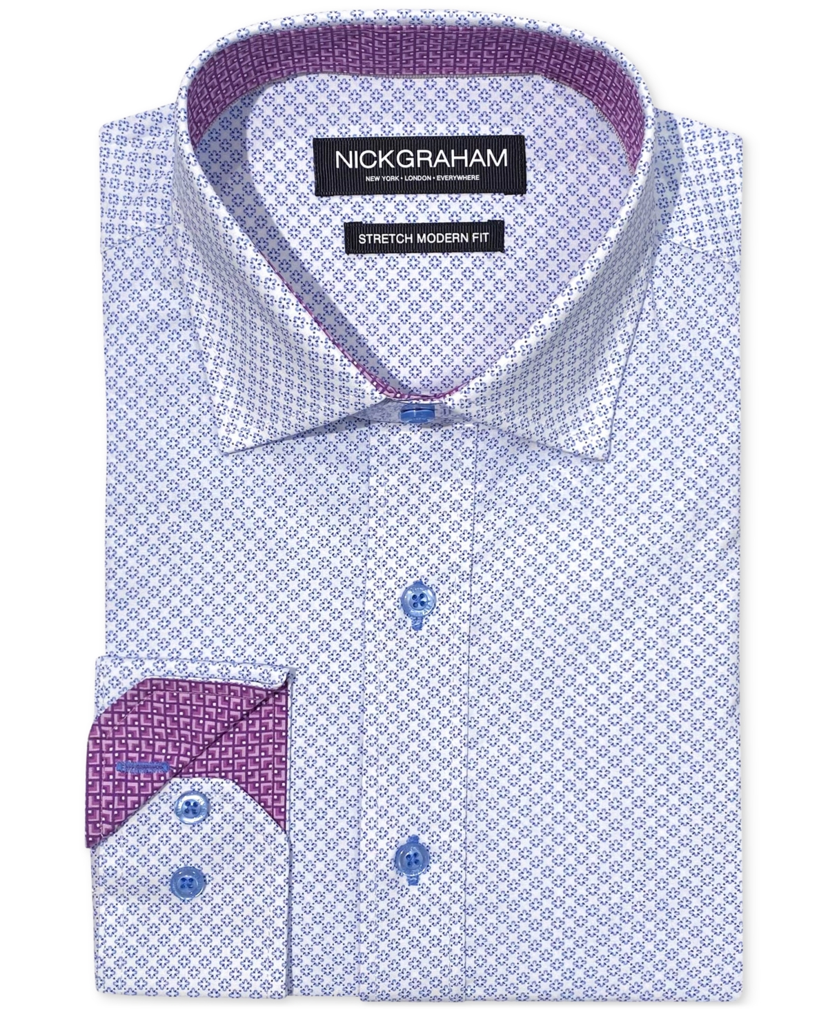 Shop Nick Graham Men's Four-leaf Clover Dress Shirt In Blue