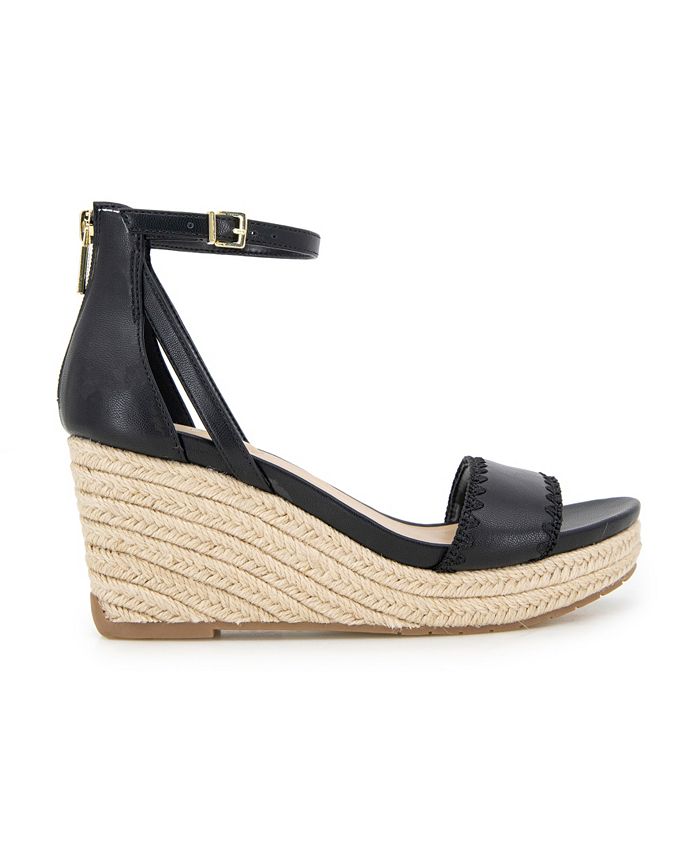 REACTION KENNETH COLE Womens Aqua Woven Adjustable Card Round Toe Wedge Buckle Espadrille Shoes M main image 0