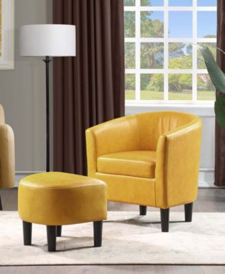26.25" Faux Leather Churchill Accent Chair with Ottoman
