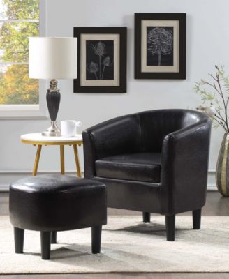 26.25" Faux Leather Churchill Accent Chair with Ottoman