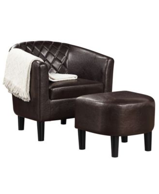 27.75" Faux Leather Roosevelt Accent Chair with Ottoman