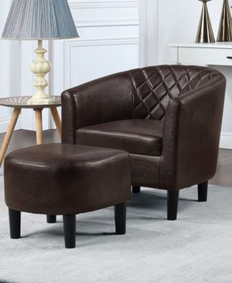 27.75" Faux Leather Roosevelt Accent Chair with Ottoman