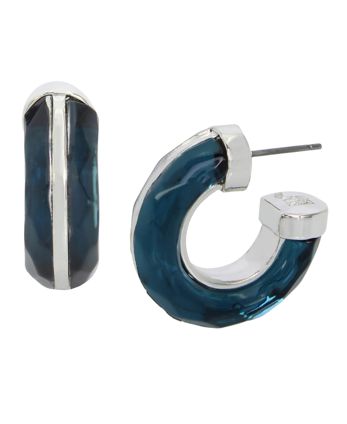 Shop Robert Lee Morris Soho Faux Stone Stone Hoop Earrings In Montana,silver