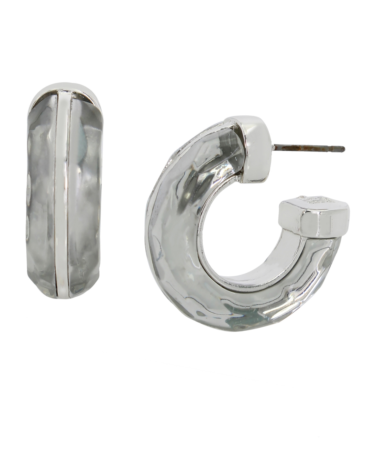 Shop Robert Lee Morris Soho Faux Stone Stone Hoop Earrings In Crystal,silver