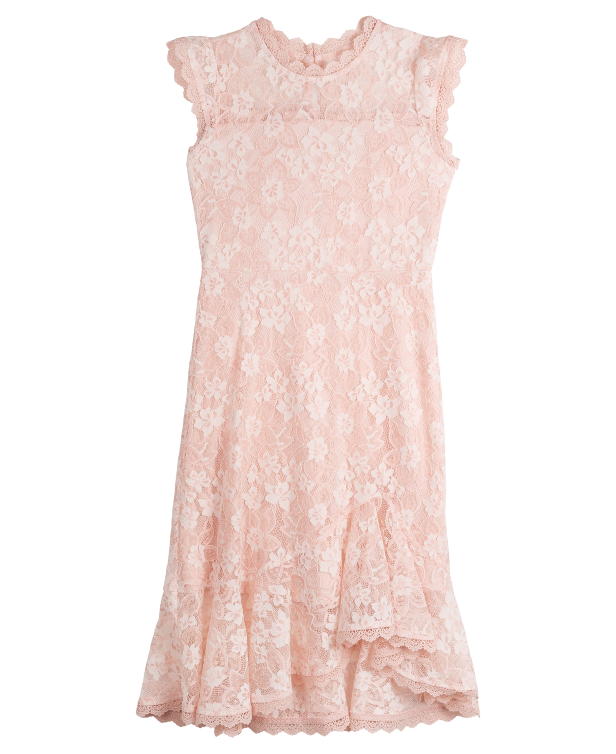 Shop Rare Editions Big Girls Asymmetrical Lace Dress In Coral