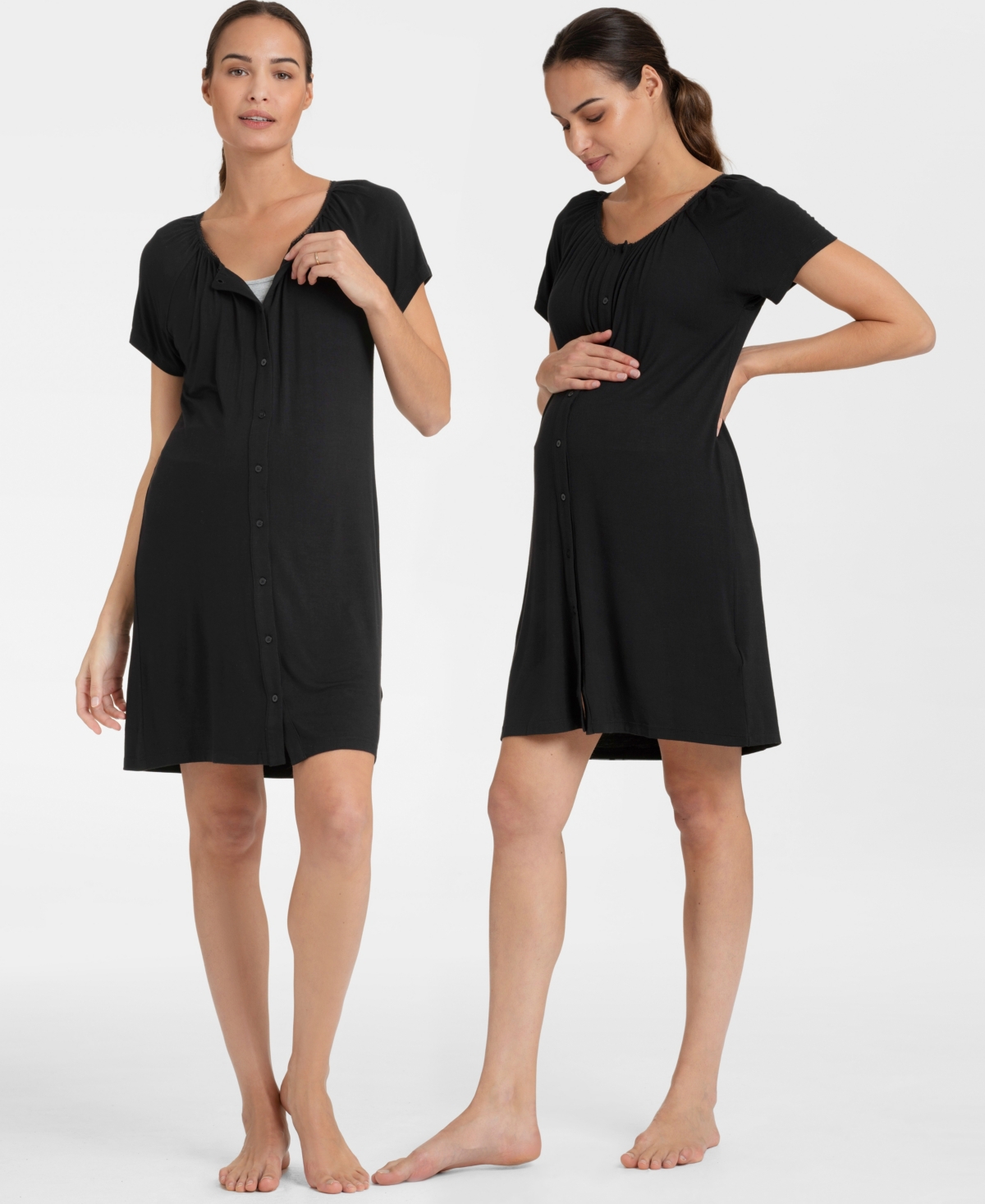 Seraphine Women's Button-down Maternity Nighties, Pack Of 2 In Black