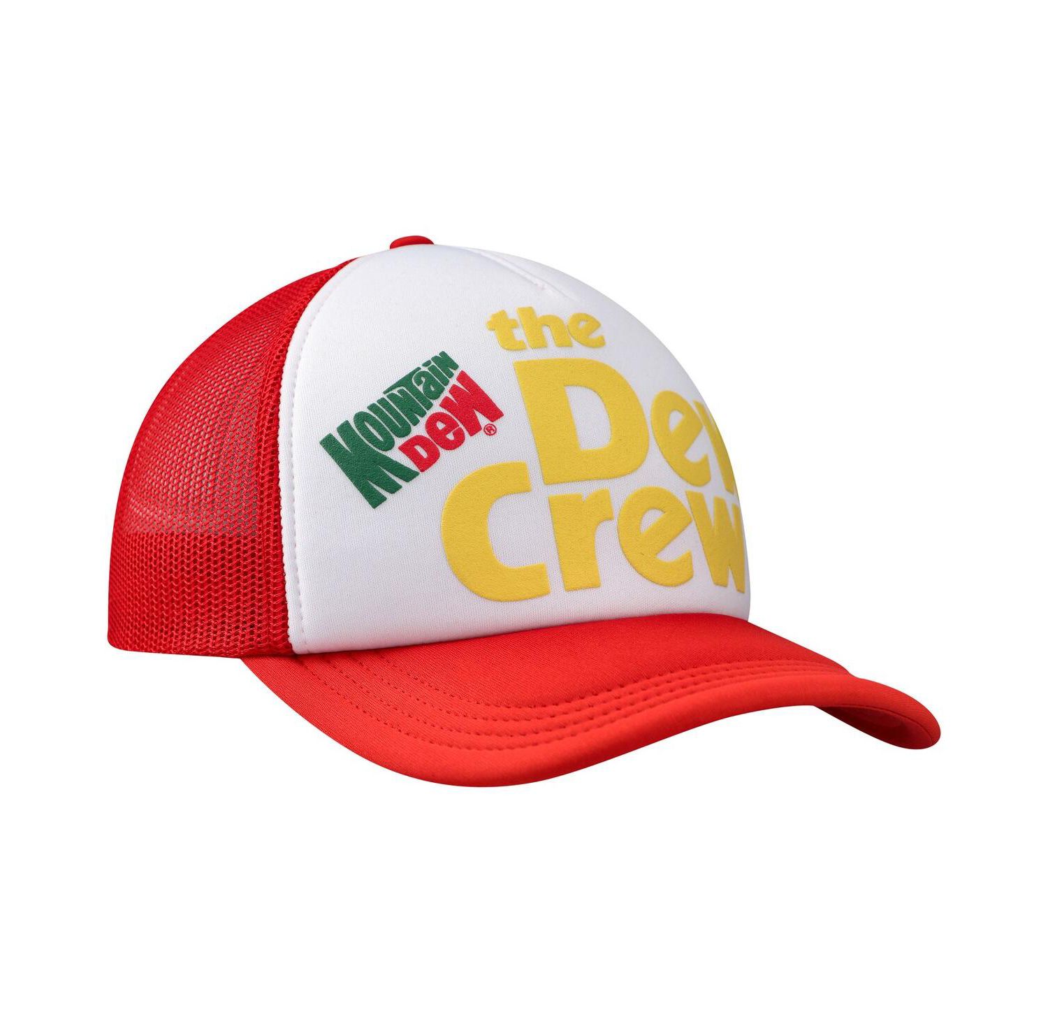 Men's White, Red Mountain Dew Dew Crew Foam Trucker Adjustable Hat