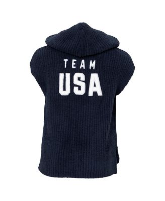 Toddler Boys and Girls Navy Team USA Barefoot Dreams CozyChic Hooded Rib Cozy