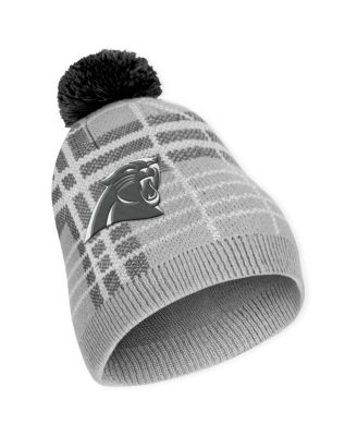 Women's Carolina Panthers Plaid Knit Hat with Pom and Scarf Set