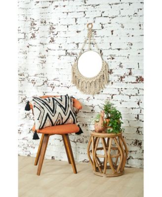 Austin Onyx Woven Throw Pillow Geometric Black And White Tasseled Luxury Decorative Tassels Accent Covers For Couch And Bed