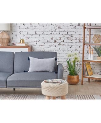 Bree Striped Sky Blue Cotton Accent Pillow, 14" x 22"