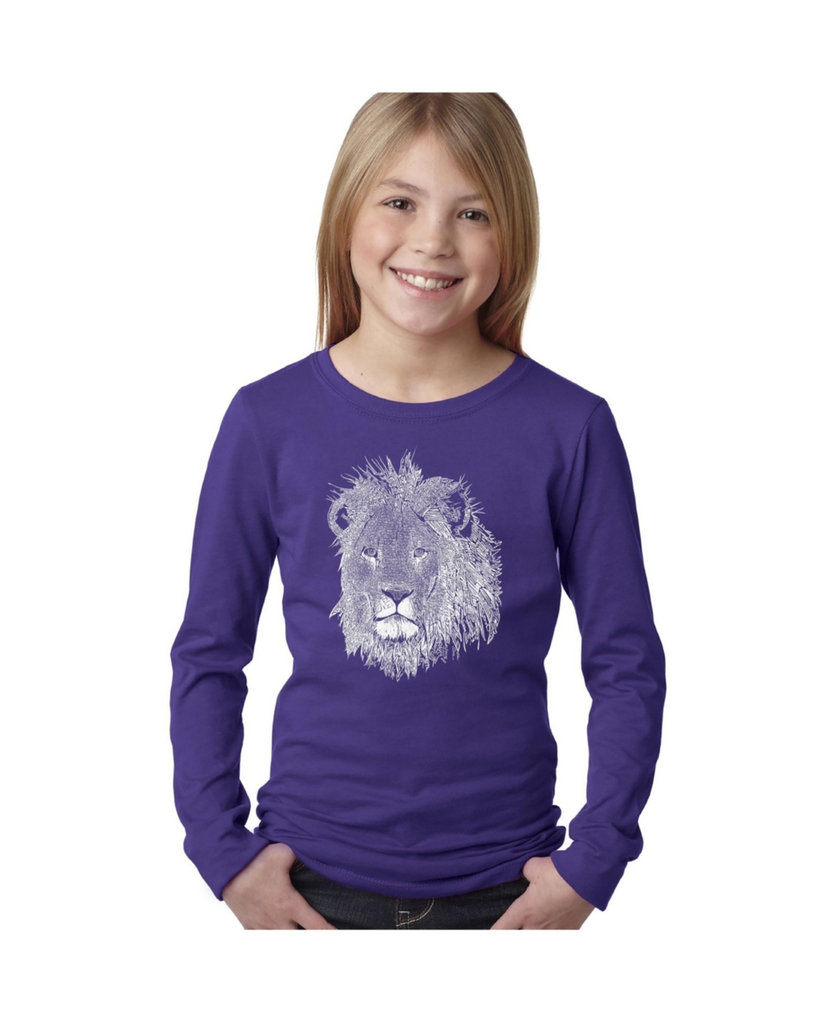 Girl's Word Art Long Sleeve - Lion