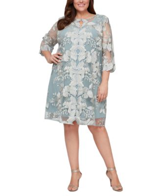 Alex Evenings Plus Size Embroidered Jacket Dress - Macy's