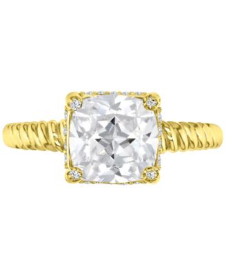 Cubic Zirconia Cushion-Cut Solitaire Twist Rope Engagement Ring