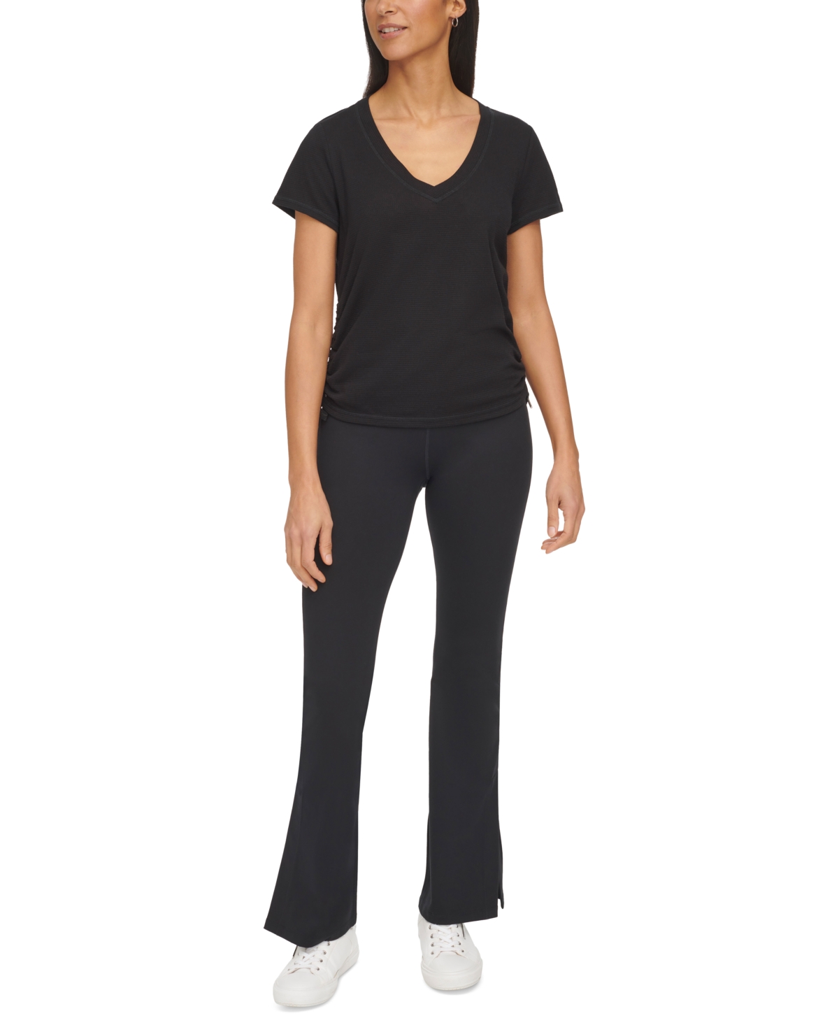 Calvin Klein Women's Drawstring-ruched Textured Top