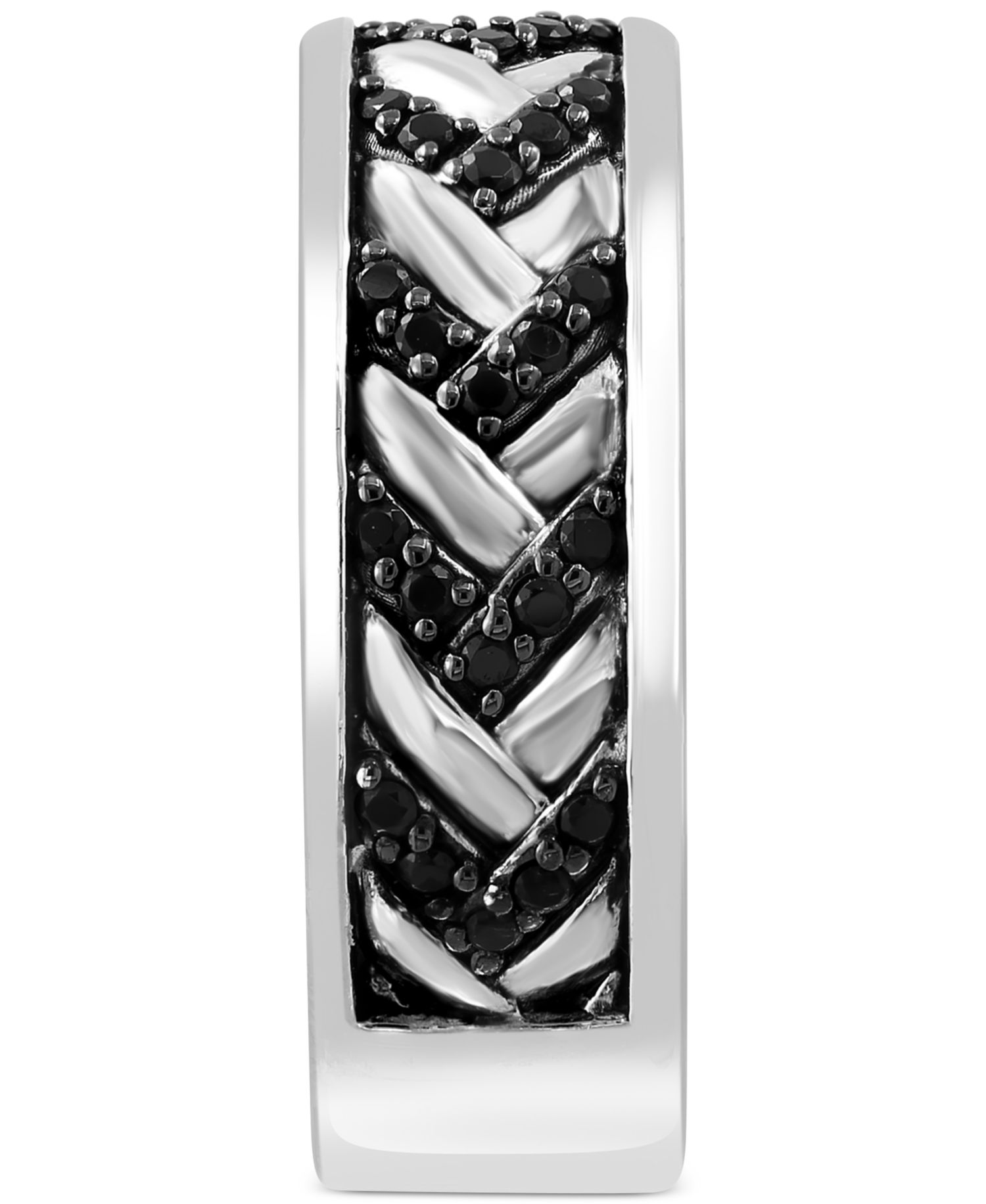 EFFY® Men's Black Spinel Chevron Band (1-1/20 ct. t.w.) in Sterling Silver (Also in White Topaz)