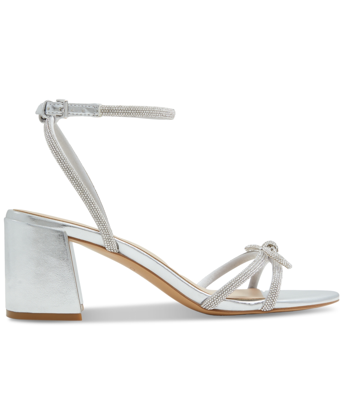 Shop Aldo Women's Bouclette Rhinestone Bow Ankle-strap Dress Sandals In Silver Mixed
