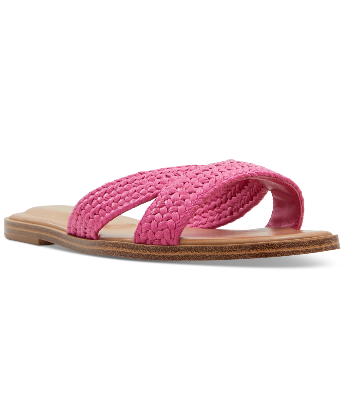 Aldo Women's Caria Raffia Crisscross Slide Flat Sandals In Bright Pink Raffia